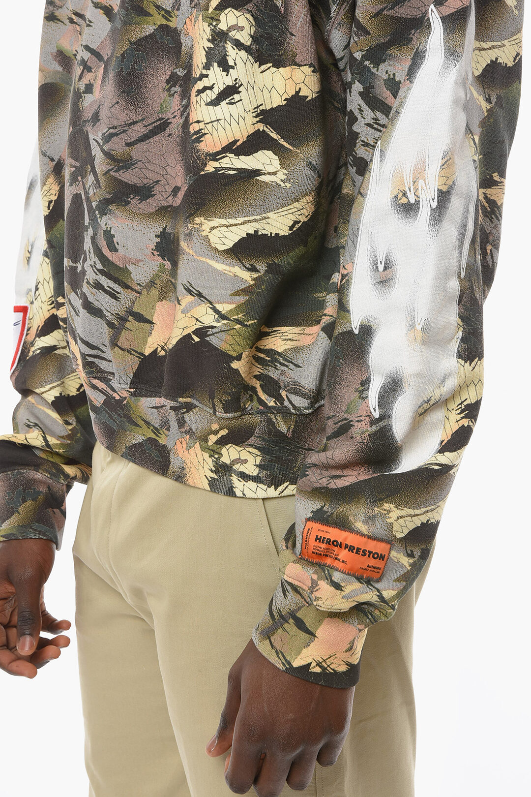 Heron Preston CTNMB Crew-neck CAMO FLAMING Sweatshirt with Logo