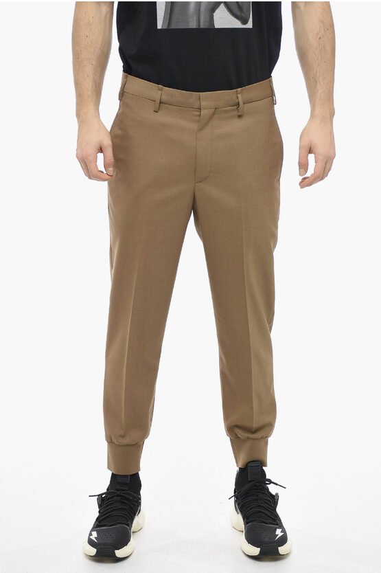Neil Barrett Cuffed Ankle Jack Chinos Trousers In Brown