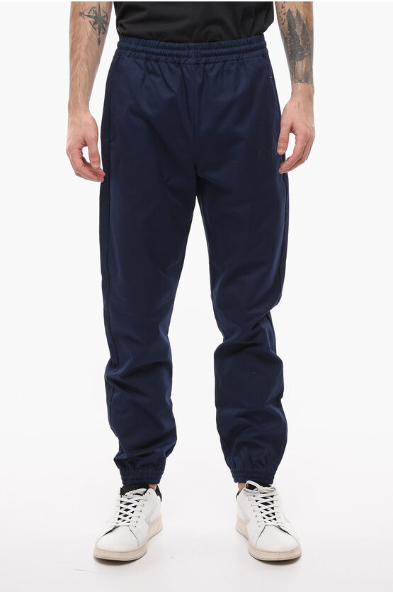 Shop Off-white Cuffed Casual Cotton Pants With Elastic Wasitband