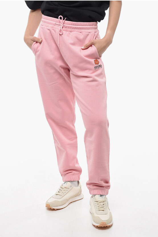 Shop Kenzo Cuffed Crest Logo Cotton Sweatpants