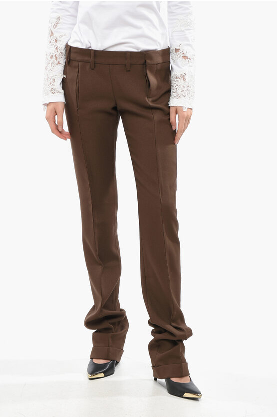 Dsquared2 Cuffed Hem Cotton Gabargine Deana Straight Leg Pants Grösse 38 In Brown