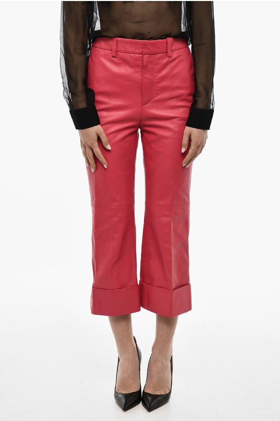 Dsquared2 Cuffed Hem Leather Pants