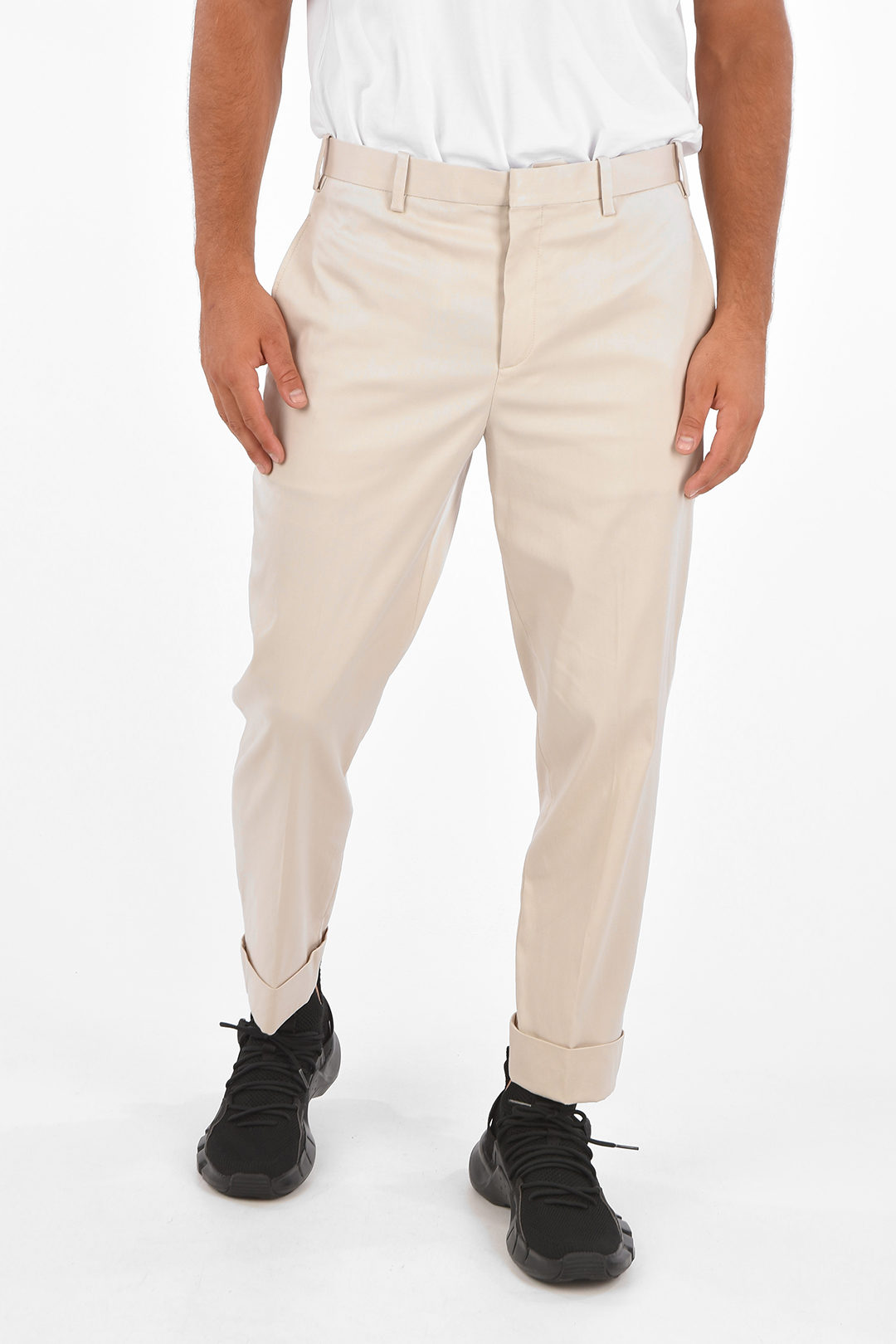 Cuffed Hem Low-Rise Slim Fit Pants