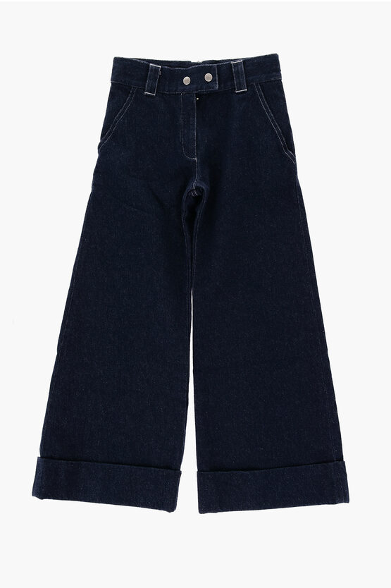 Dior Cuffed Hem Palazzo Jeans In Blue