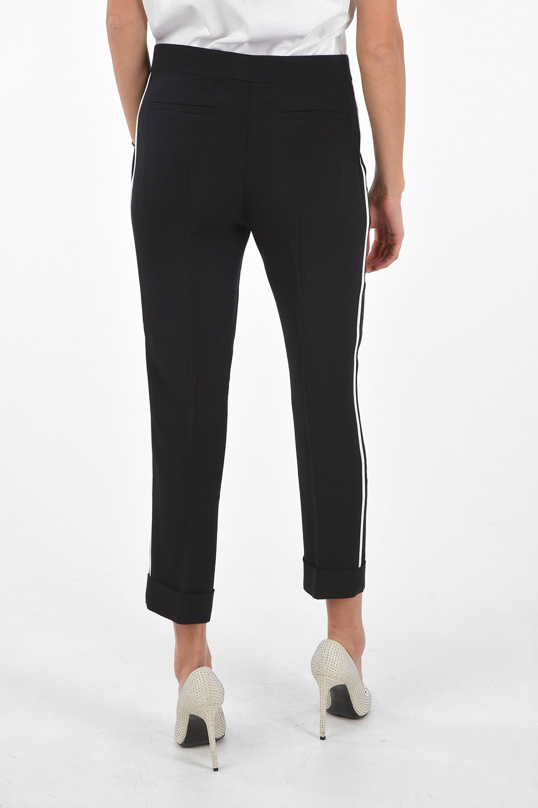 Prada cuffed hem piping trousers women Glamood Outlet