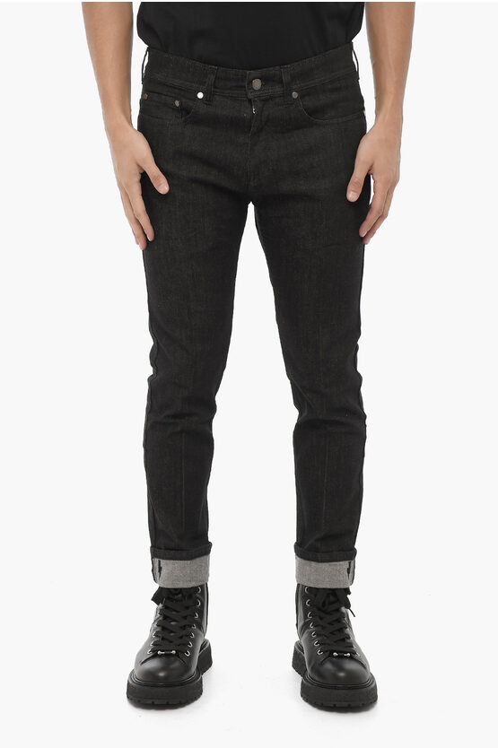 Neil Barrett Cuffed Hem Regular Fit Jeans In Black