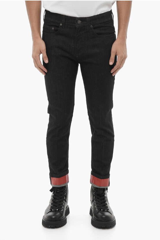 Neil Barrett Cuffed Hem Regular Fit Jeans In Black