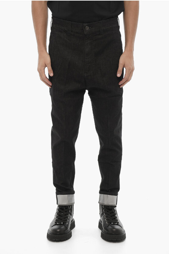 Neil Barrett Cuffed Hem Regular Fit Jeans In Black