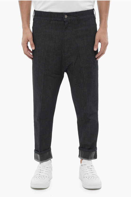 Neil Barrett Cuffed Hem Regular Fit Jeans In Black