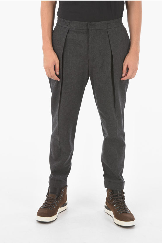 Woolrich Cuffed Hem Single-pleat Pants In Gray