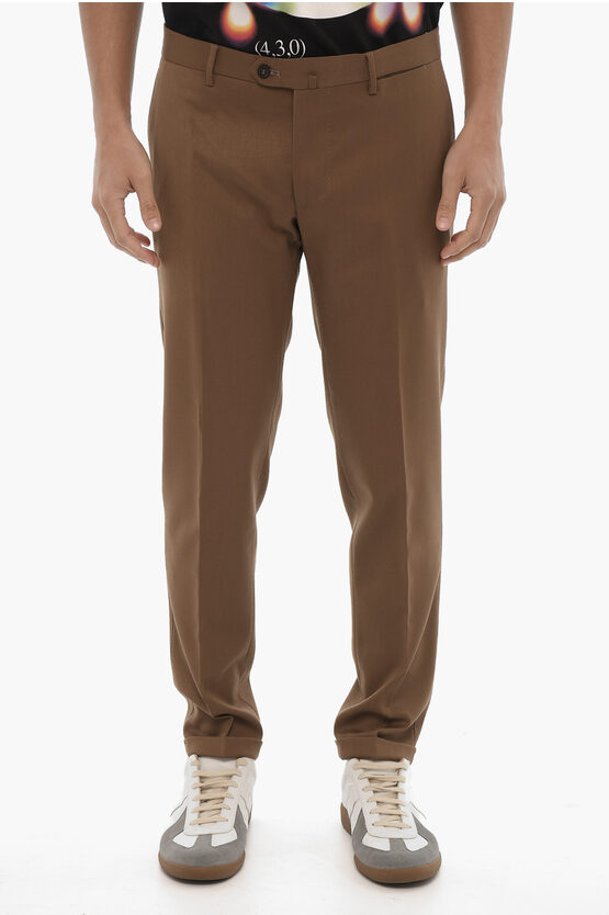 Santaniello Cuffed Hem Twill Dowell Chinos Pants In Brown