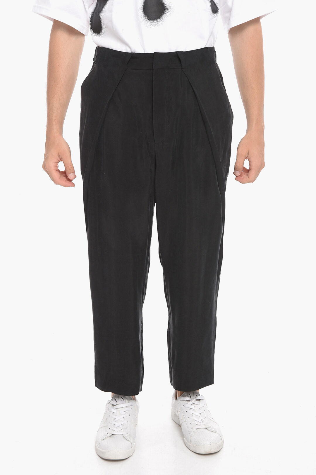 Balmain Cupro Cropped Trousers with One Pleat Front men - Glamood Outlet