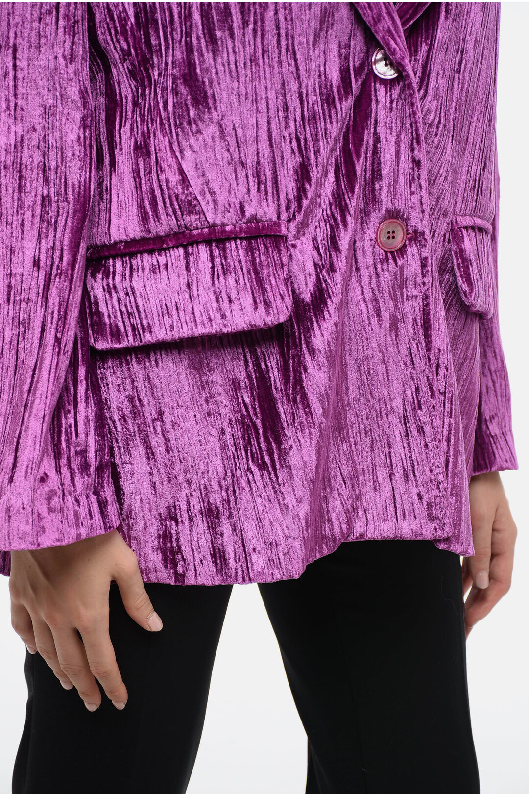 Curly Velvet Loose-Fit Blazer with Paded Shoulder