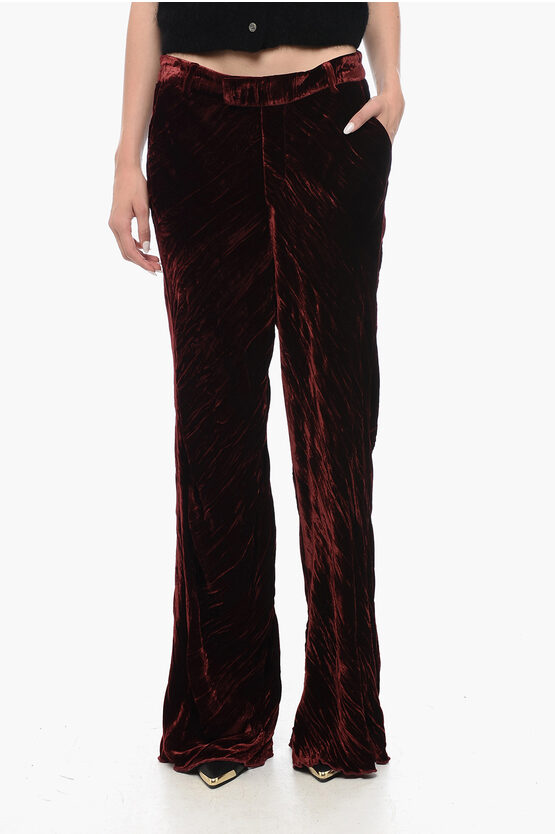 Shop Etro Curly Velvet Pants With Flared-fit