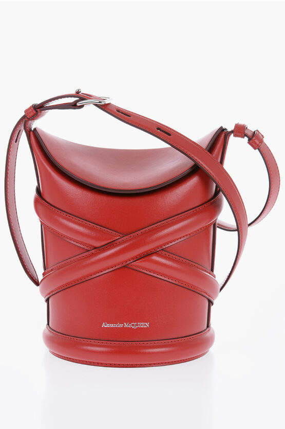 Shop Alexander Mcqueen Curve Bucket Bag With Embossed Logo