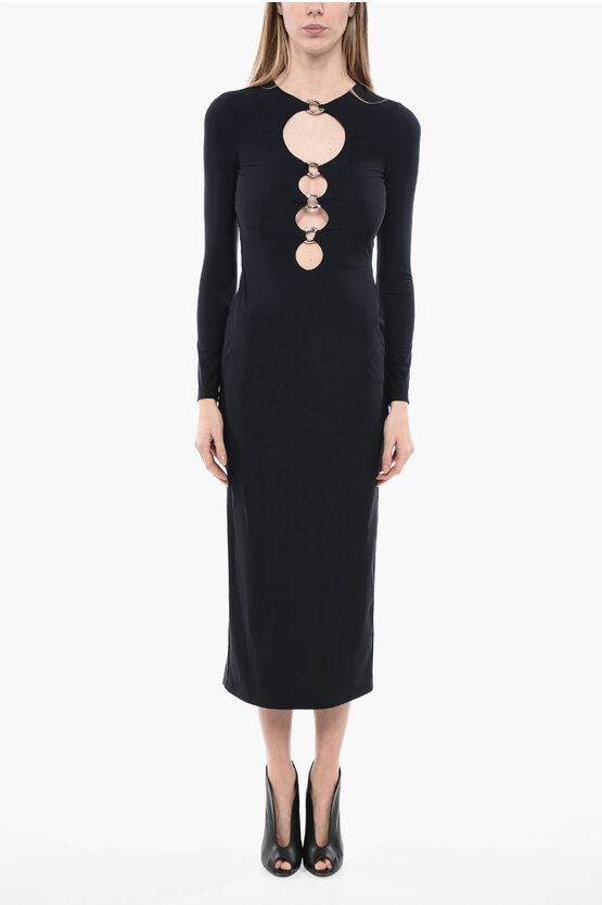 Shop Burberry Cut-out Corinne Sheath Dress With Metal Rings