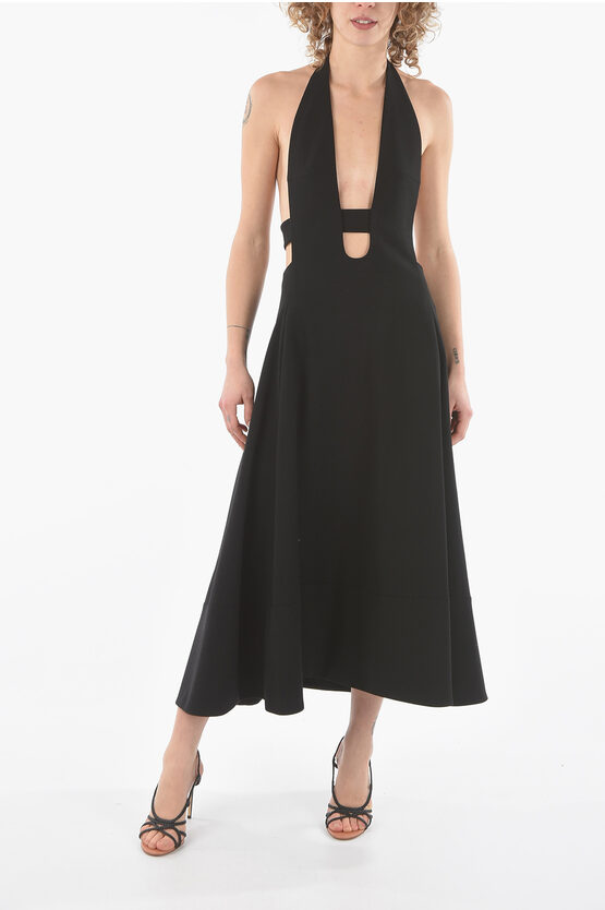 Saint Laurent Cut-out Detail Bare Back Wool Dress | ModeSens
