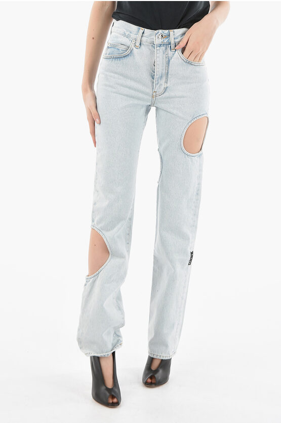 Shop Off-white Cut Out Details Meteor Cool Baggy Jeans 19cm