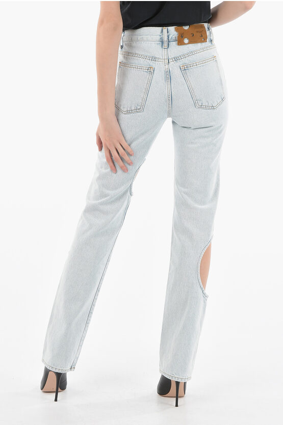 Jean The Attico Femme Taille 27 Noir, Coupe Loose Avec Découpes, Collection FW25