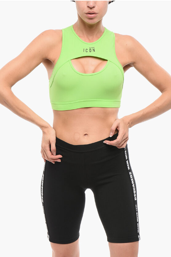Dsquared2 Cut-out Icon Sport Bra In Green