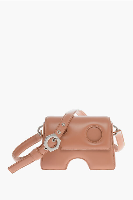 Off-white Cut Out Leather Burrow Shoulder Bag In Neutral