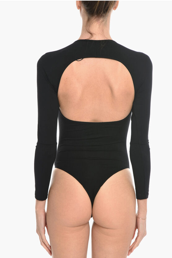Rhude Cut Out Long Sleeeve Matador Body Suit With Golden Logo In Black