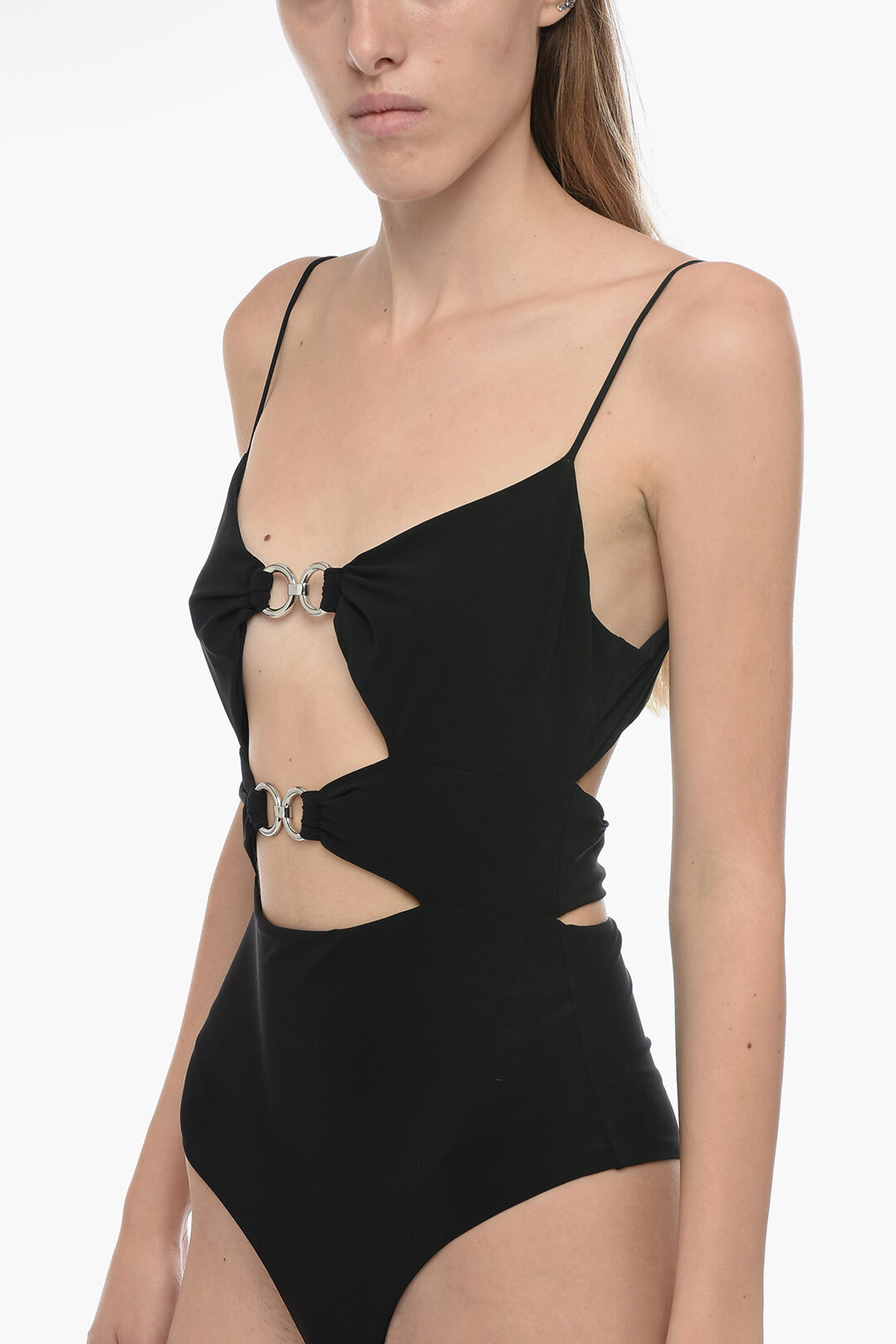 ワンピース水着 Nensi Dojaka Black stretch polyester swimsuit Nensi Dojaka Cutout Swimsuit - Black - ShopStyle