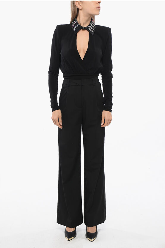 John Richmond Cut-out Suoka Bodysuit With Padded Shoulders In Black