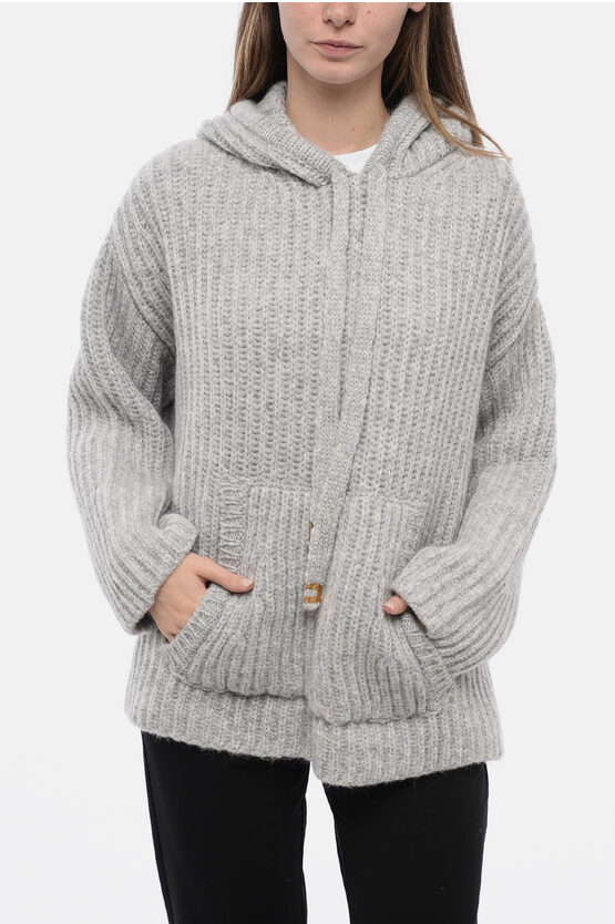 Shop Elisabetta Franchi Daily Alpaca Blend Hooded Pullover