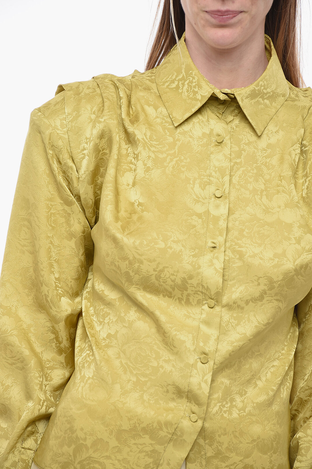 The Garment Damask Silk Shirt with Padded Shoulders women