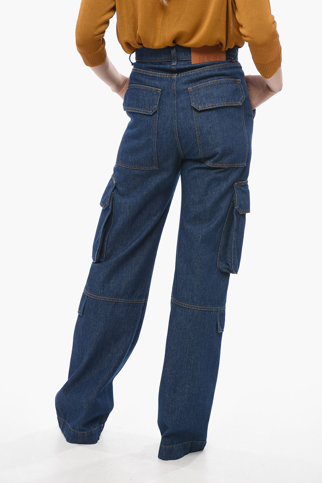 Pop Denim Cargo Pants Dark Stonewash