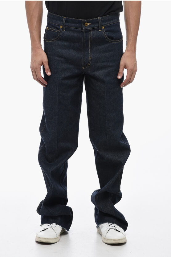 Shop Gucci Dark Wash Cotton Straight Fit Denims 25cm