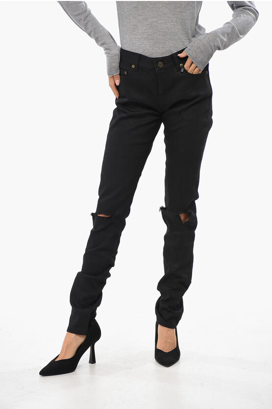Saint Laurent Dark Wash Slim Fit Jeans 15cm In Black