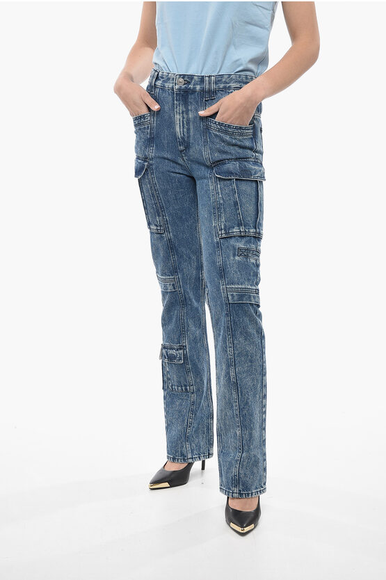 Shop Isabel Marant Dark Wash Vokaio Cargo Denims 22cm