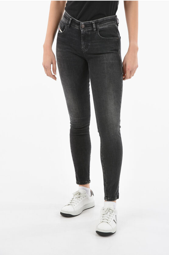 Diesel Dark Washed 2017 Slandy Skinny Fit Jeans In Black
