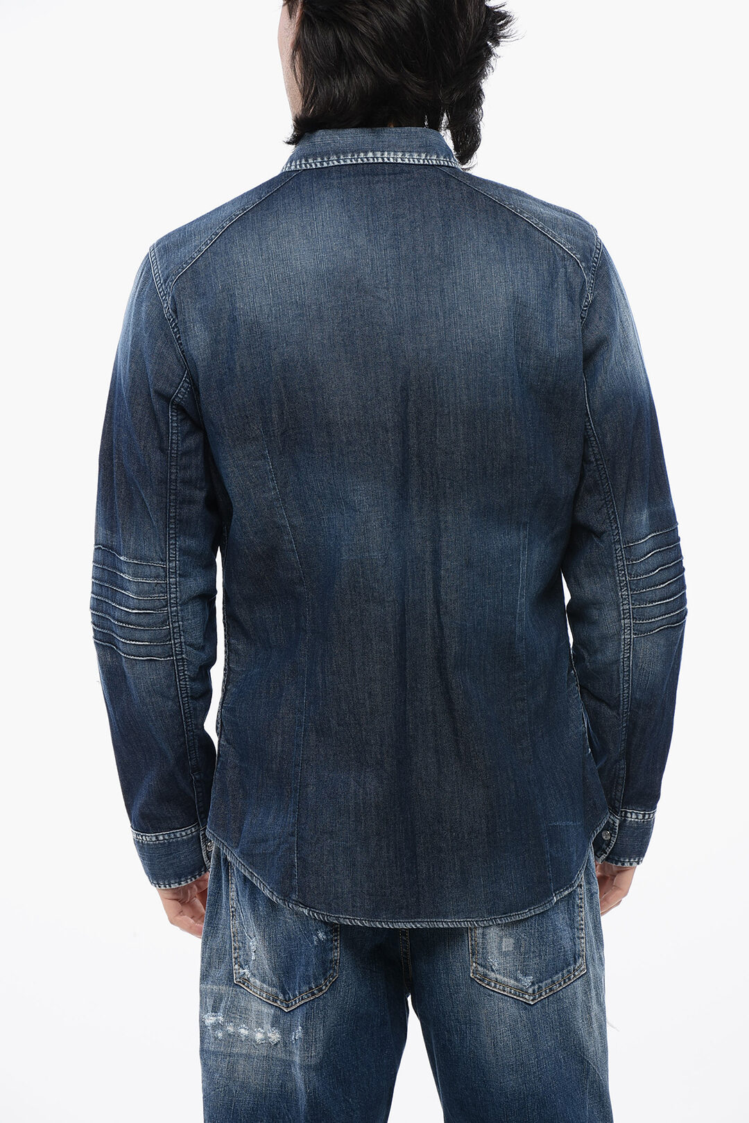 Dsquared2 Dark Washed Denim Shirt with Biker Details men - Glamood Outlet