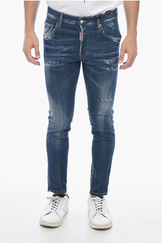 Shop Dsquared2 Dark-washed Skater Denims