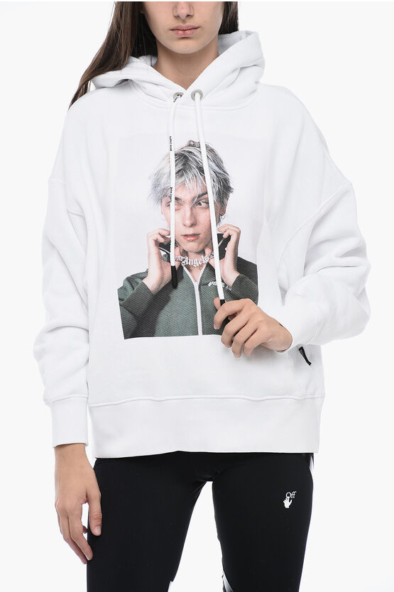 Shop Palm Angels David Sims Brushed Cotton Printed Hoodie