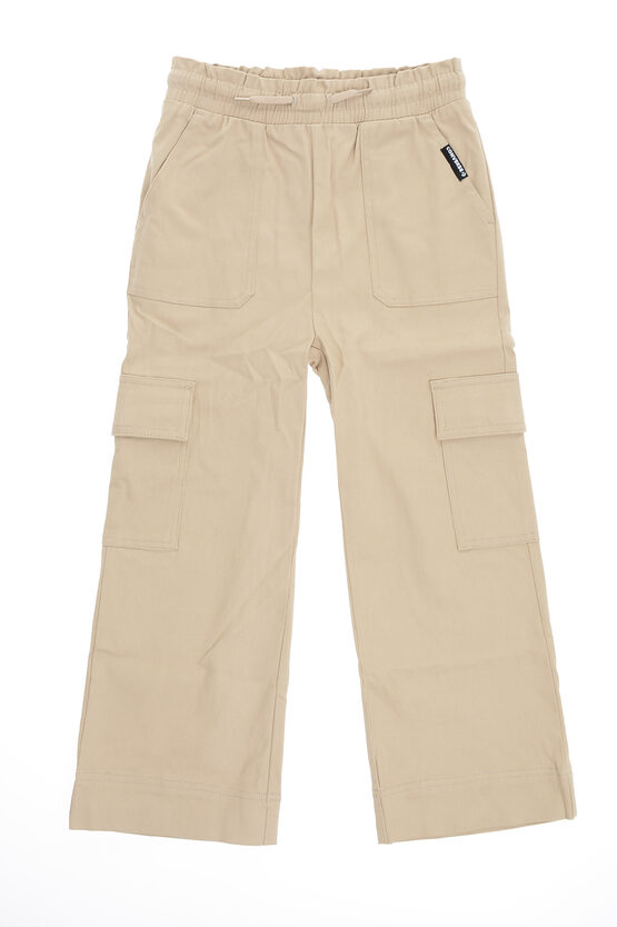 Converse Dawstring Waist Cotton Stretch Paperbag Cargo Trousers In Brown