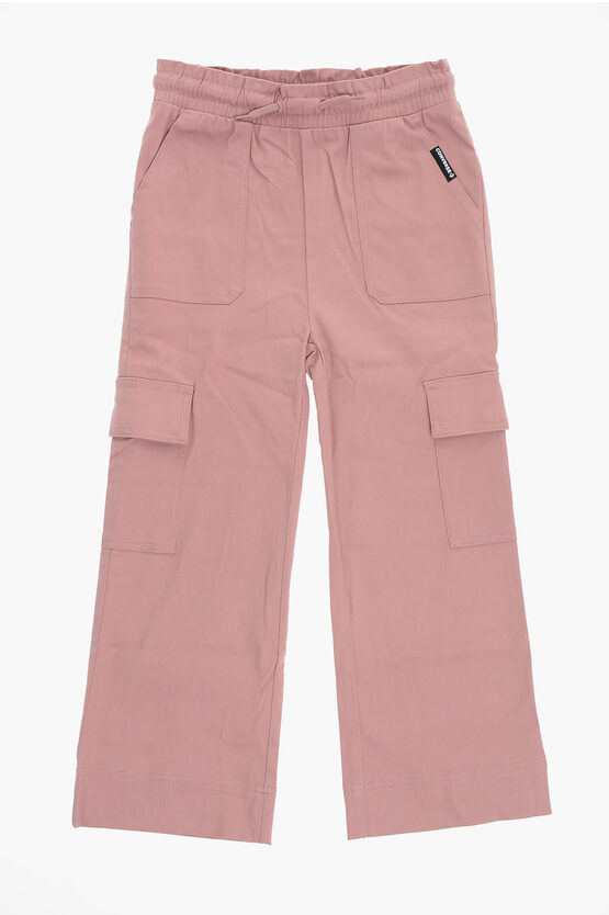 Converse Dawstring Waist Cotton Stretch Paperbag Cargo Pants In Pink