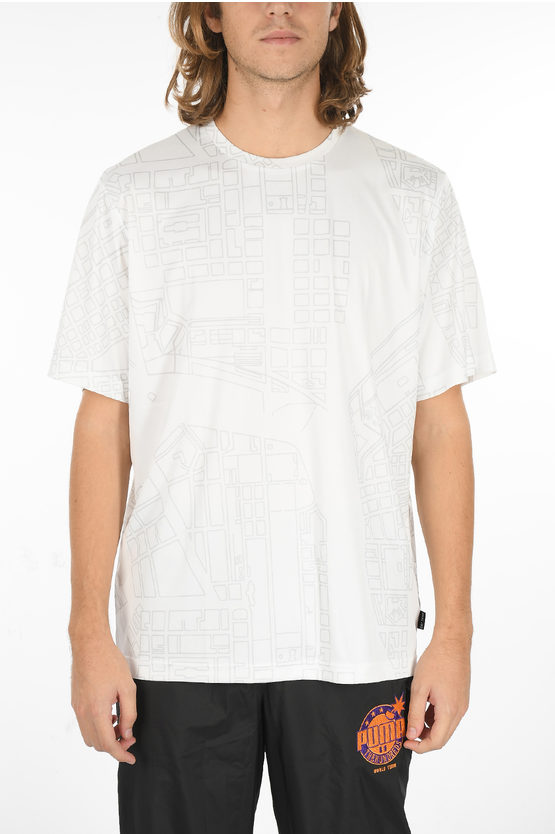 Puma Day Zero Tech Fabric T-shirt With Cape Town Water Maps Print In White