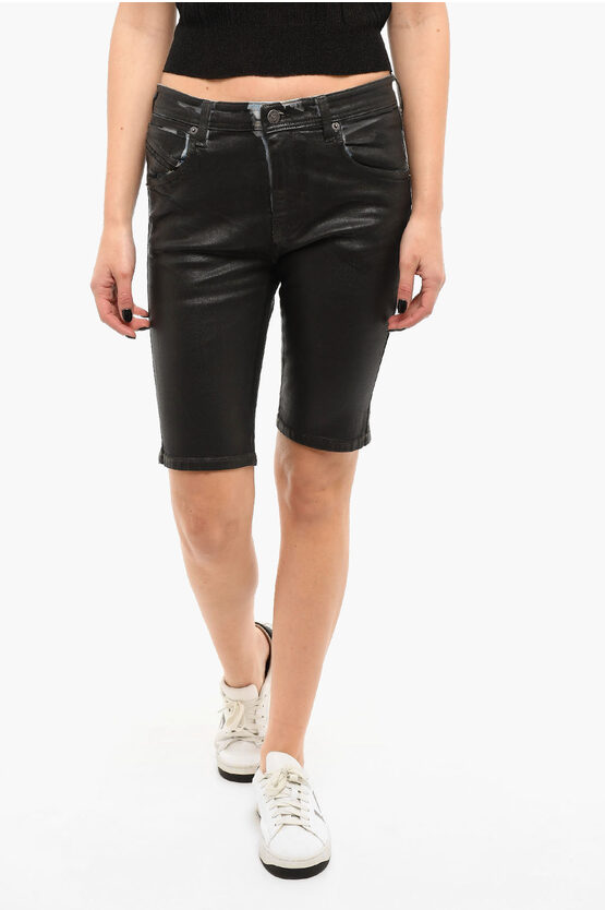 Diesel De-ginny Denim Shorts With Skinny-fit In Black