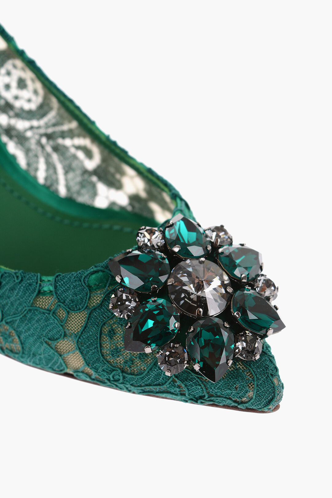 Dolce Gabbana Decolleté In Pizzo Con Dettaglio Gioiello Tacco