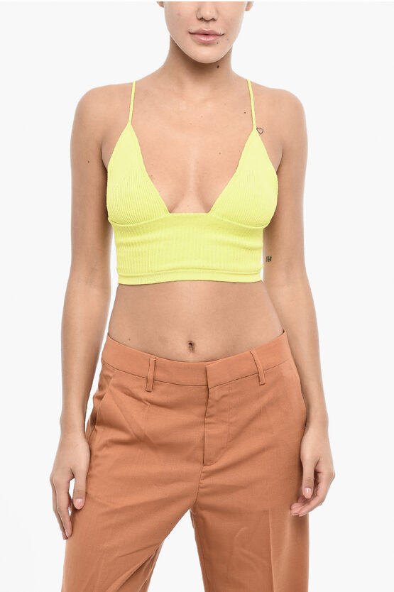 Dsquared2 Deep Neckline Ribbed Cropped Top