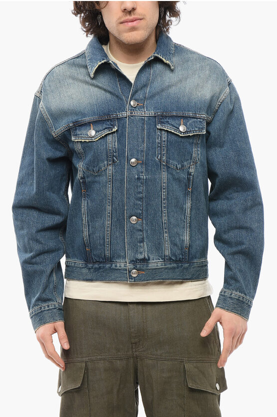 Burberry Logo-patch Cotton Denim Jacket In Blue