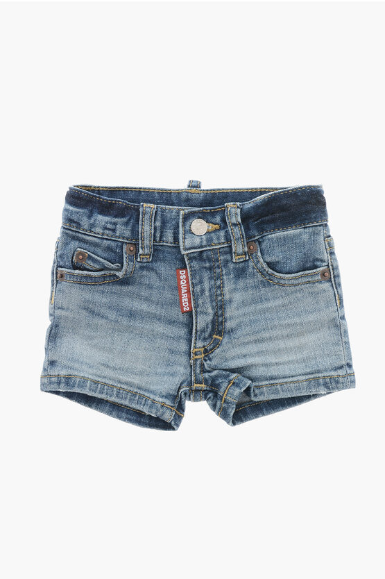 Dsquared2 Delavè Denim Shorts With Belt Loops In Blue