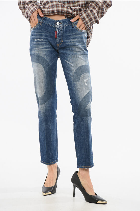 Shop Dsquared2 Delavè Jennifer Cropped Fit Denims 16cm