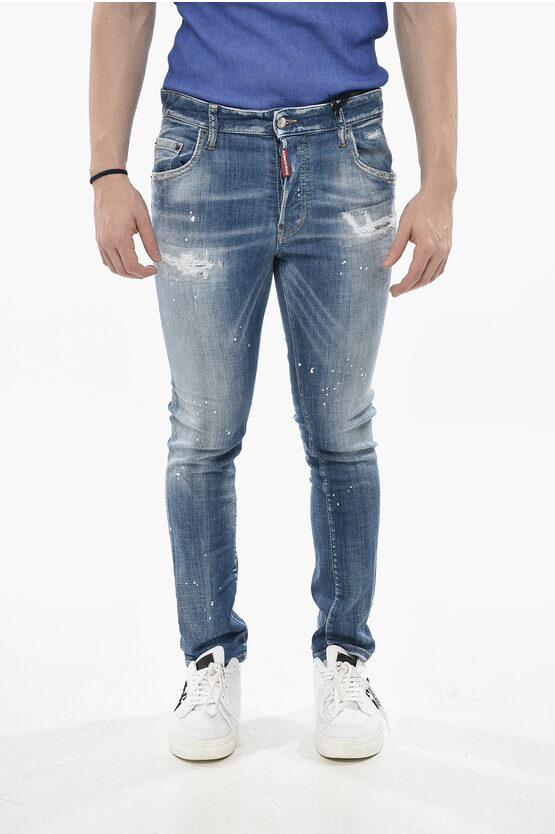 Dsquared2 Delavé Denim Skater Fit Jeans Lumberjack 15cm In Blue
