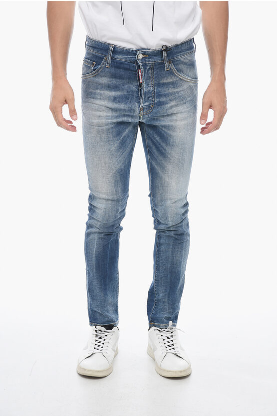 Dsquared2 Delavé-effect Cool Guy Denims 16cm In Blue