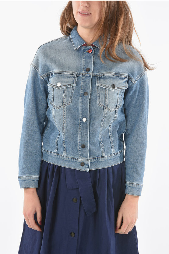Shop Woolrich Denim American Jacket With Silver Buttons